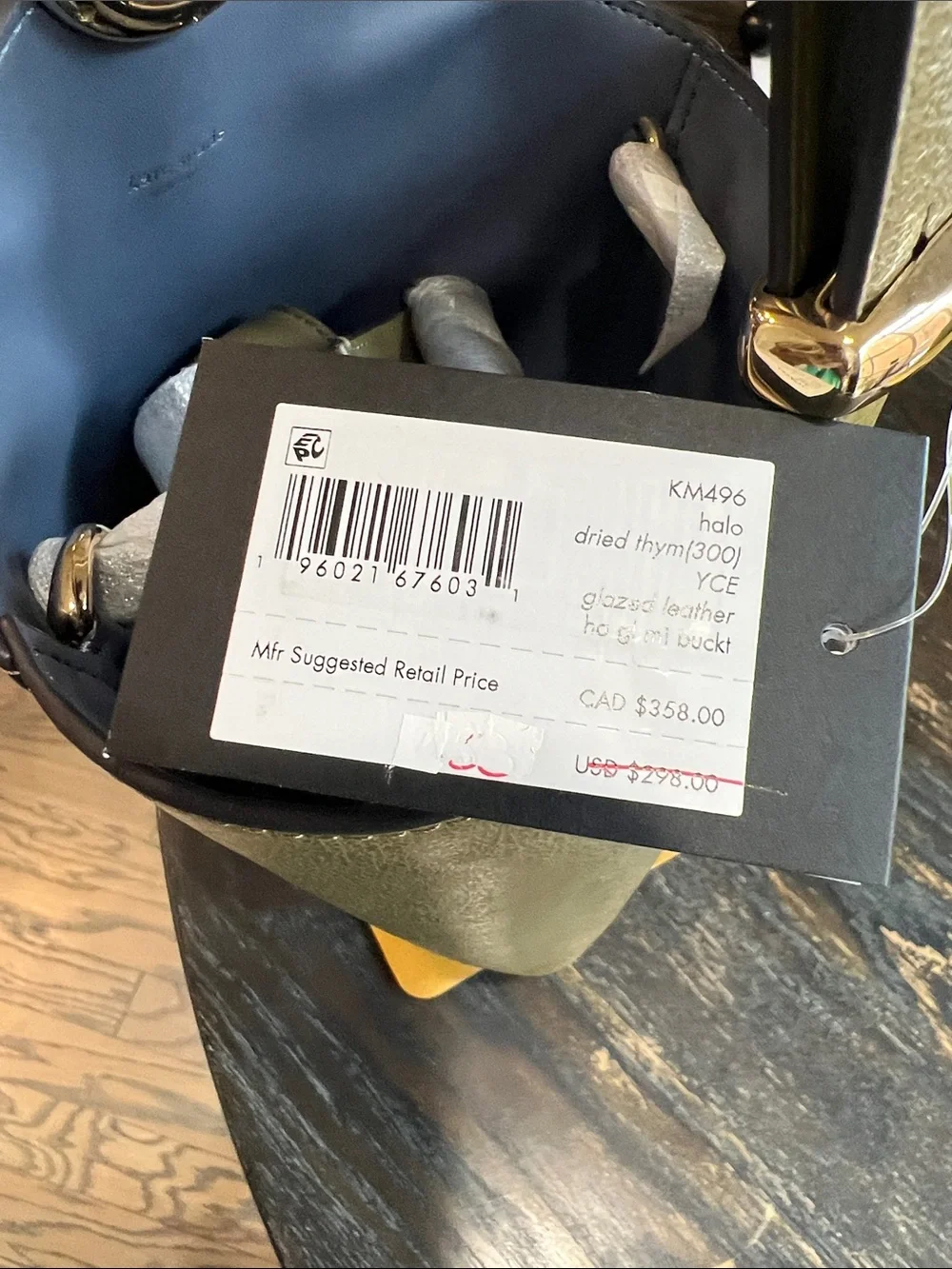 Kate Spade Halo Dried Thyme Glazed Leather Mini Bucket Bag